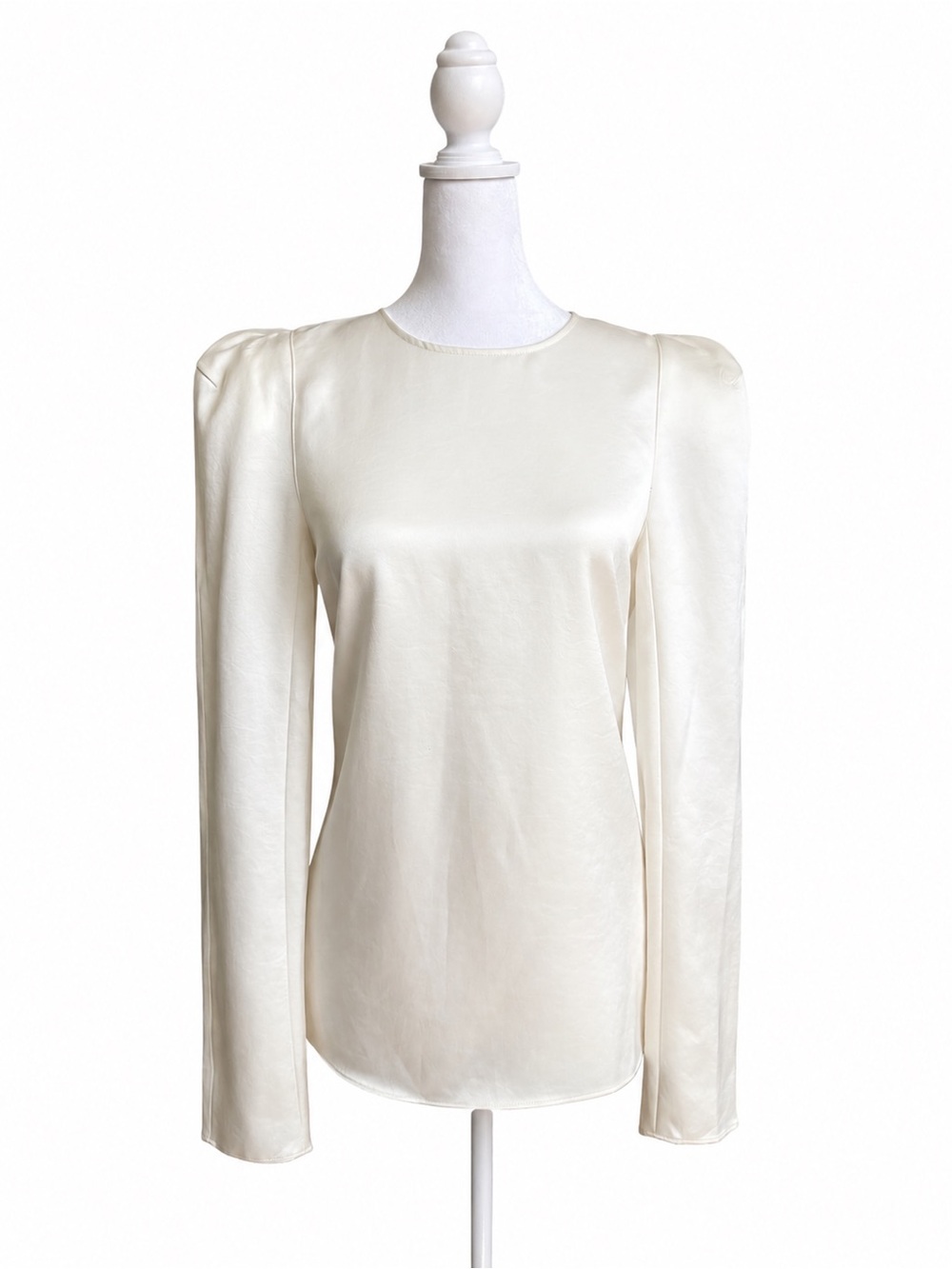 Tibi Celia Drape Sculpt Shoulder Ivory Blouse Puff Sleeve NWT Size 2